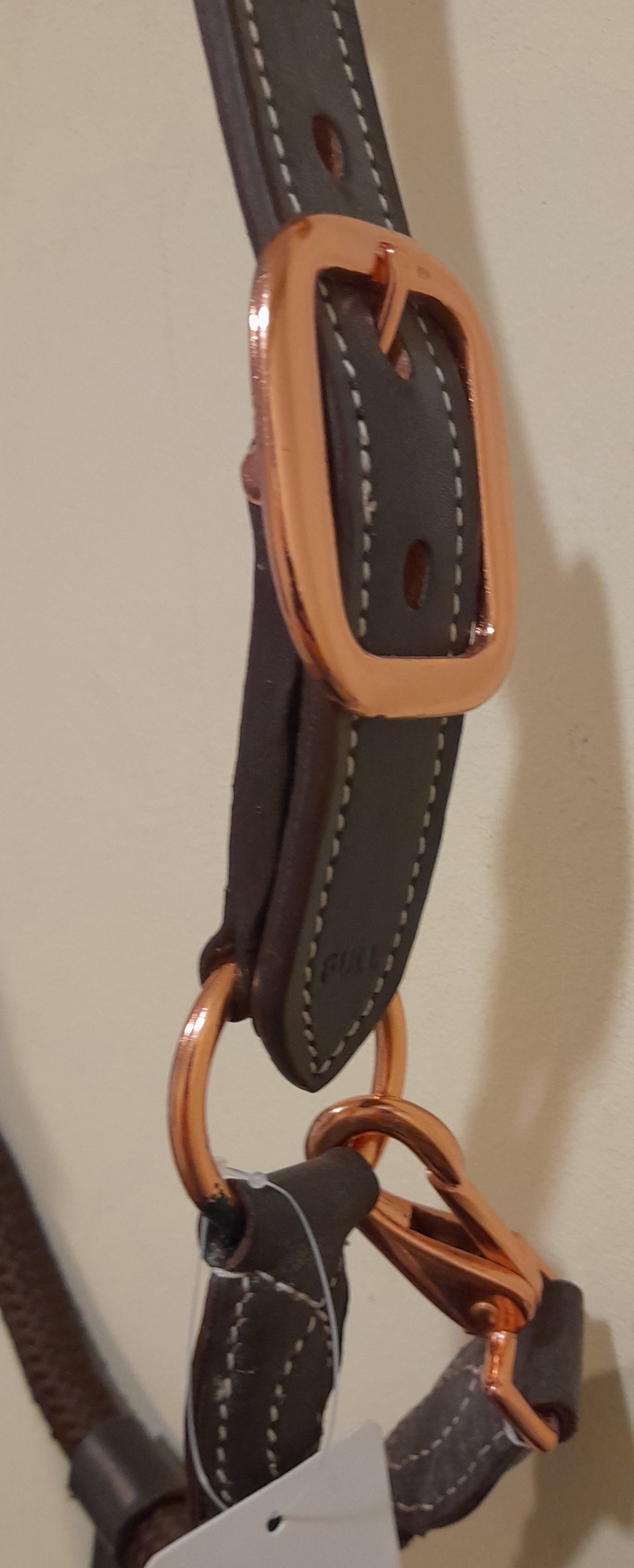 Cameo Equine Head Collar leather and rope with rose gold fittings