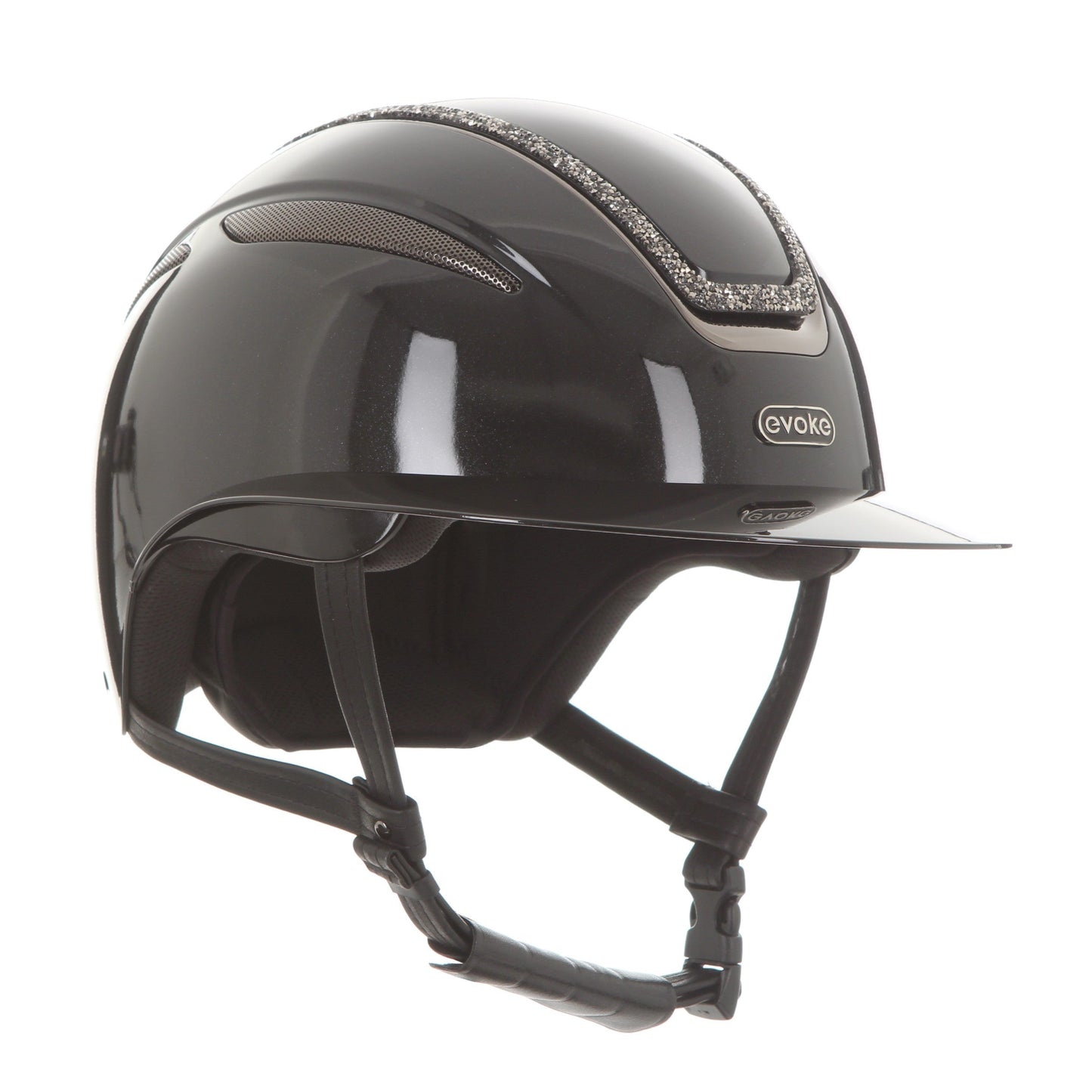 Evoke Callisto Wide Peak Black Metallic Marcasite Crystal Frame