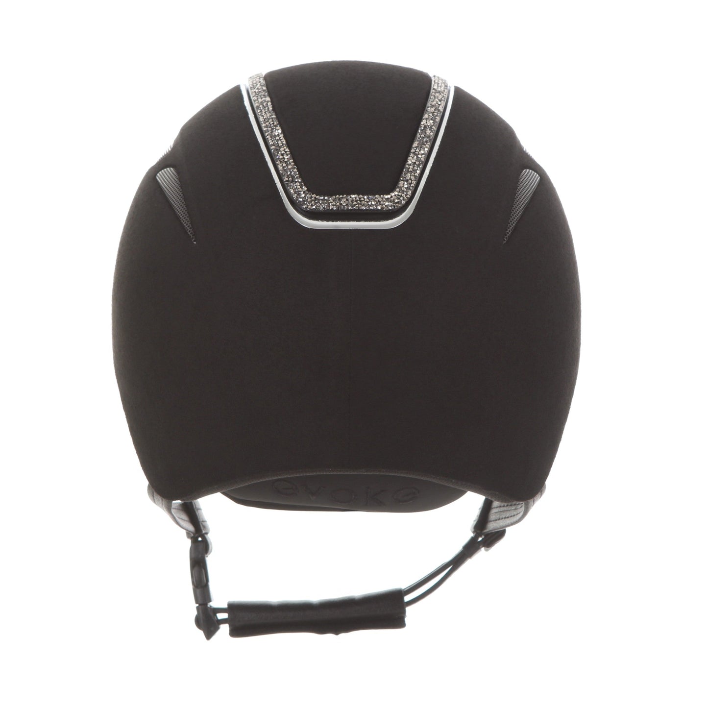 Evoke Callisto Classic Peak Black Suede Marcasite Crystal Frame