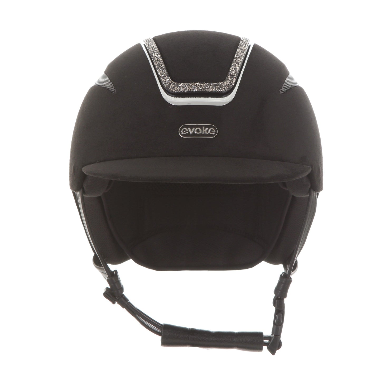 Evoke Callisto Classic Peak Black Suede Marcasite Crystal Frame