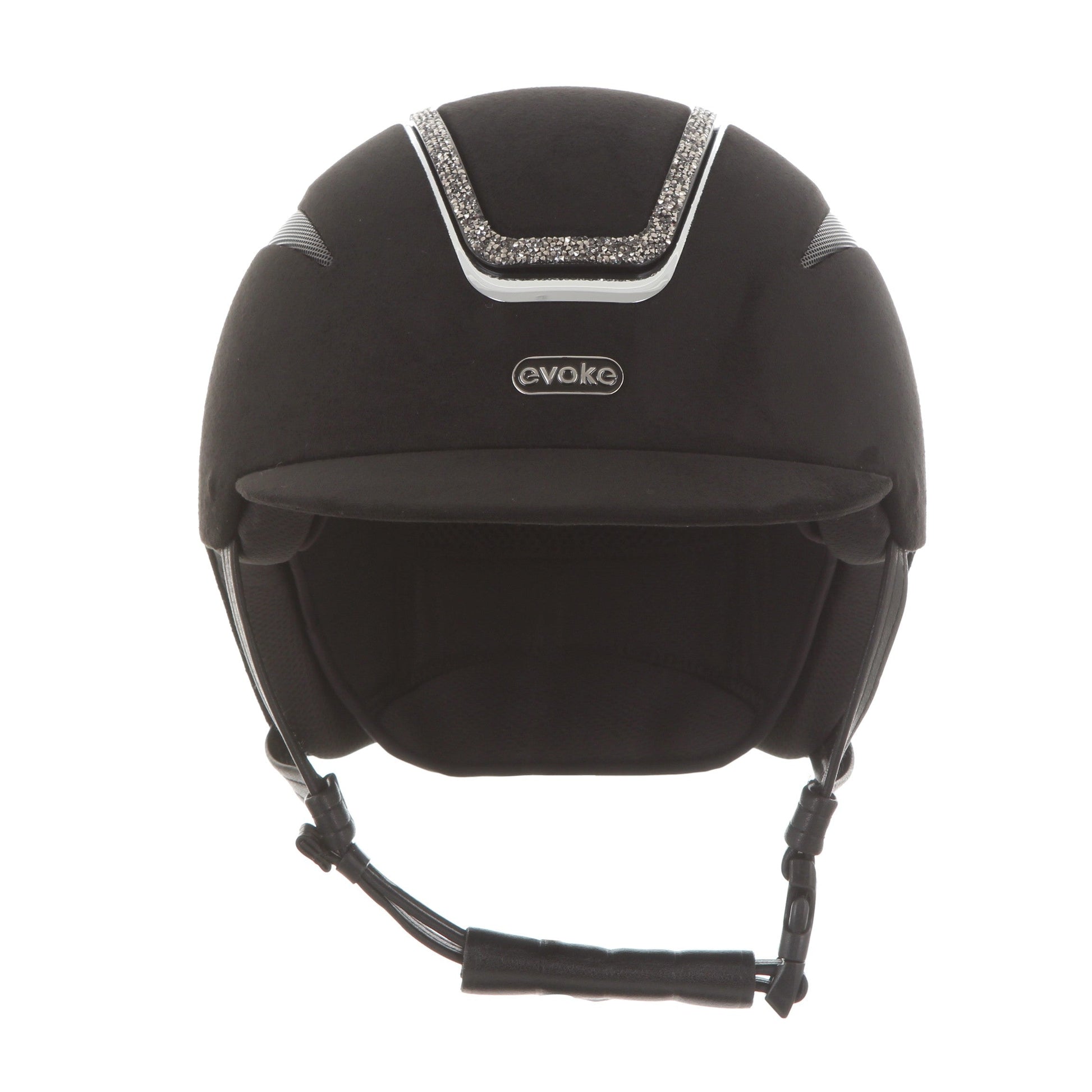 Evoke Callisto Classic Peak Black Suede Marcasite Crystal Frame