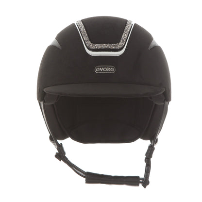 Evoke Callisto Classic Peak Black Suede Marcasite Crystal Frame