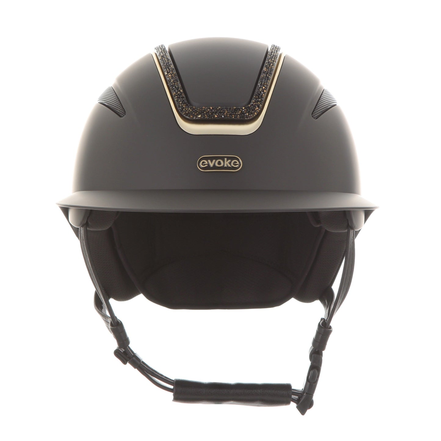 Evoke Callisto Wide Peak Black Gold Crystal Frame