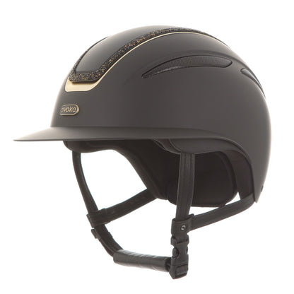 Evoke Callisto Wide Peak Black Gold Crystal Frame