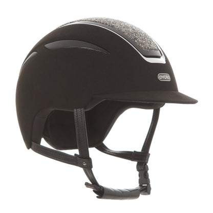 Evoke Callisto Classic Peak Black Suede Marcasite Crystal