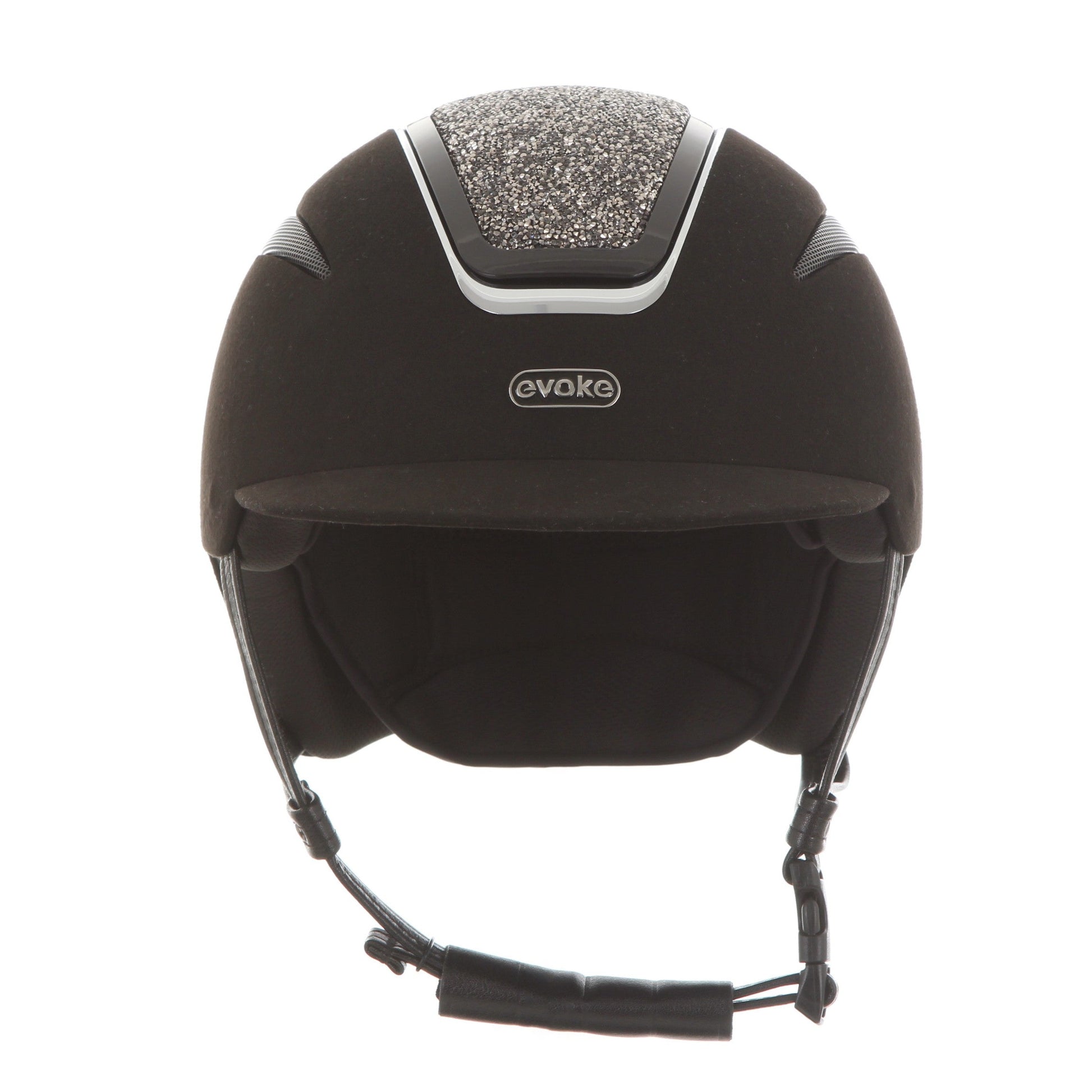 Evoke Callisto Classic Peak Black Suede Marcasite Crystal