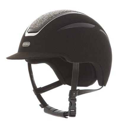 Evoke Callisto Classic Peak Black Suede Marcasite Crystal