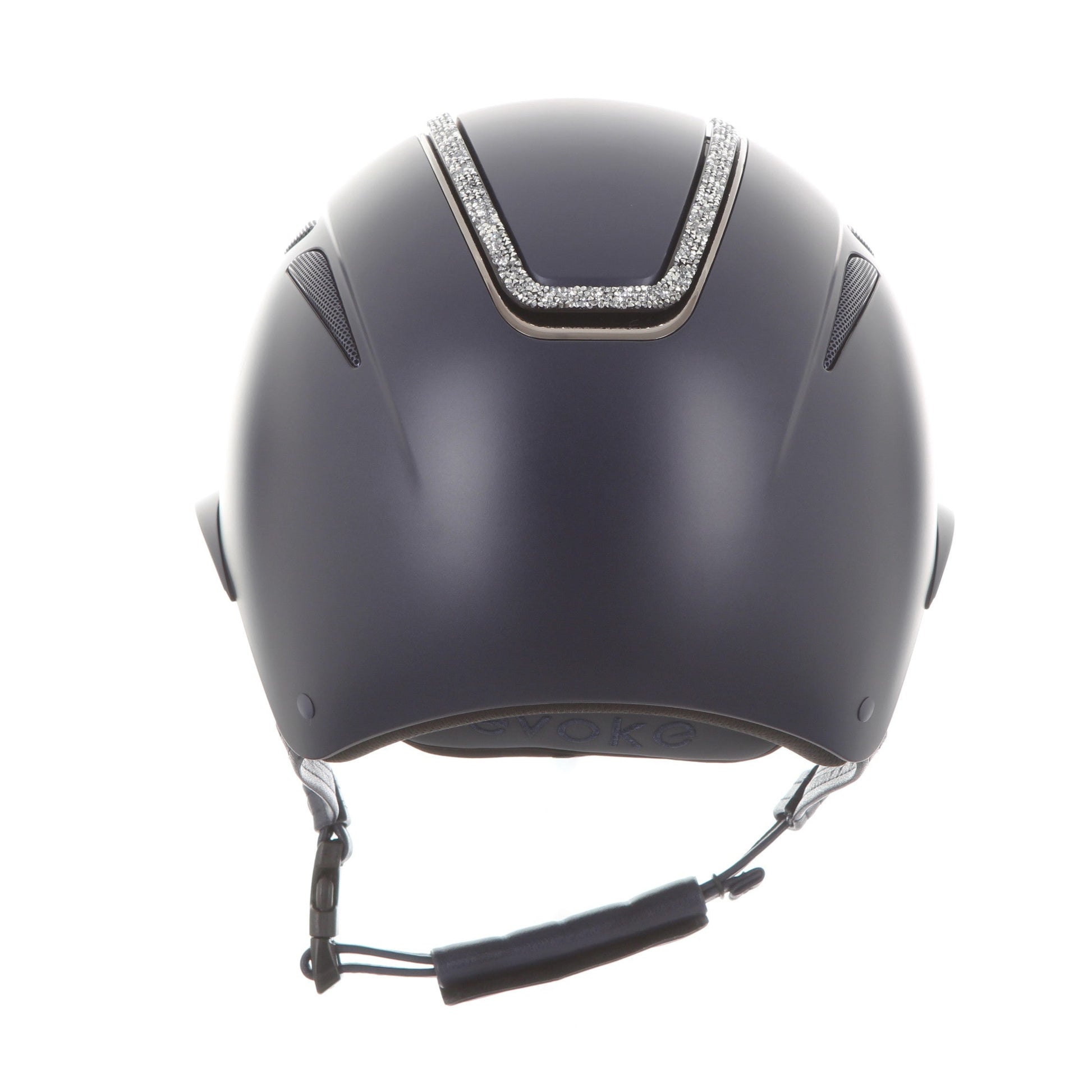 Evoke Callisto Wide Peak Navy Silver Crystal Frame