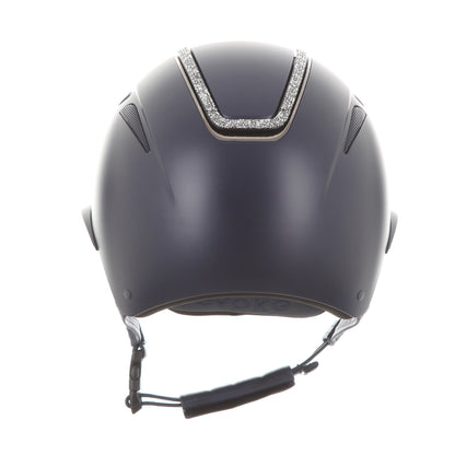 Evoke Callisto Wide Peak Navy Silver Crystal Frame