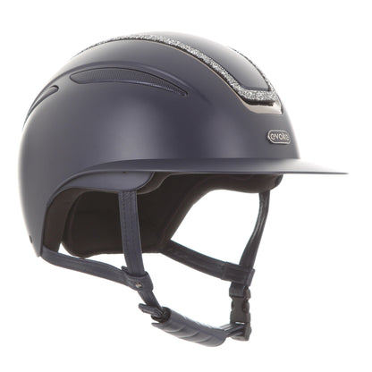 Evoke Callisto Wide Peak Navy Silver Crystal Frame