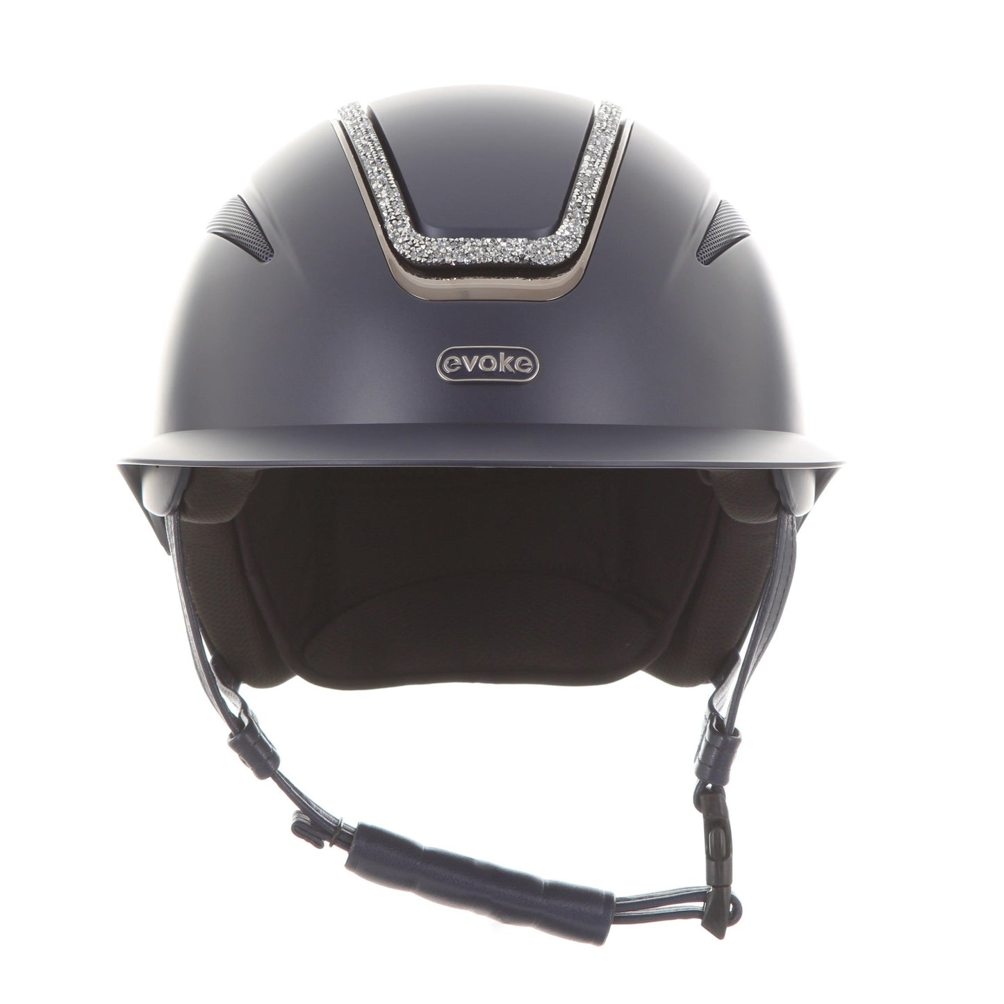 Evoke Callisto Wide Peak Navy Silver Crystal Frame