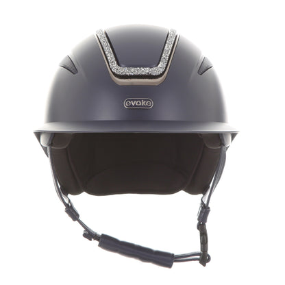 Evoke Callisto Wide Peak Navy Silver Crystal Frame